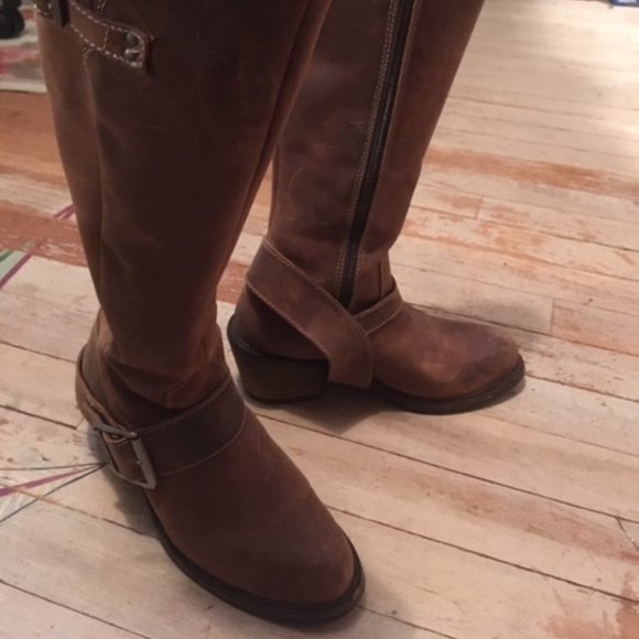 John Fluevog Adriana Luna Distressed Leather Boots - Picture 1 of 4